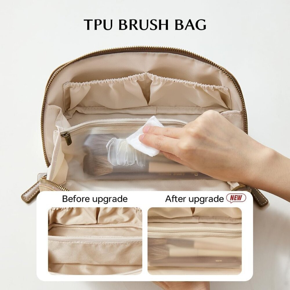 Women IC-Khaki Large Capacity Cosmetic Travel Makeup Waterproof Portable Bag - Picture 3 of 7